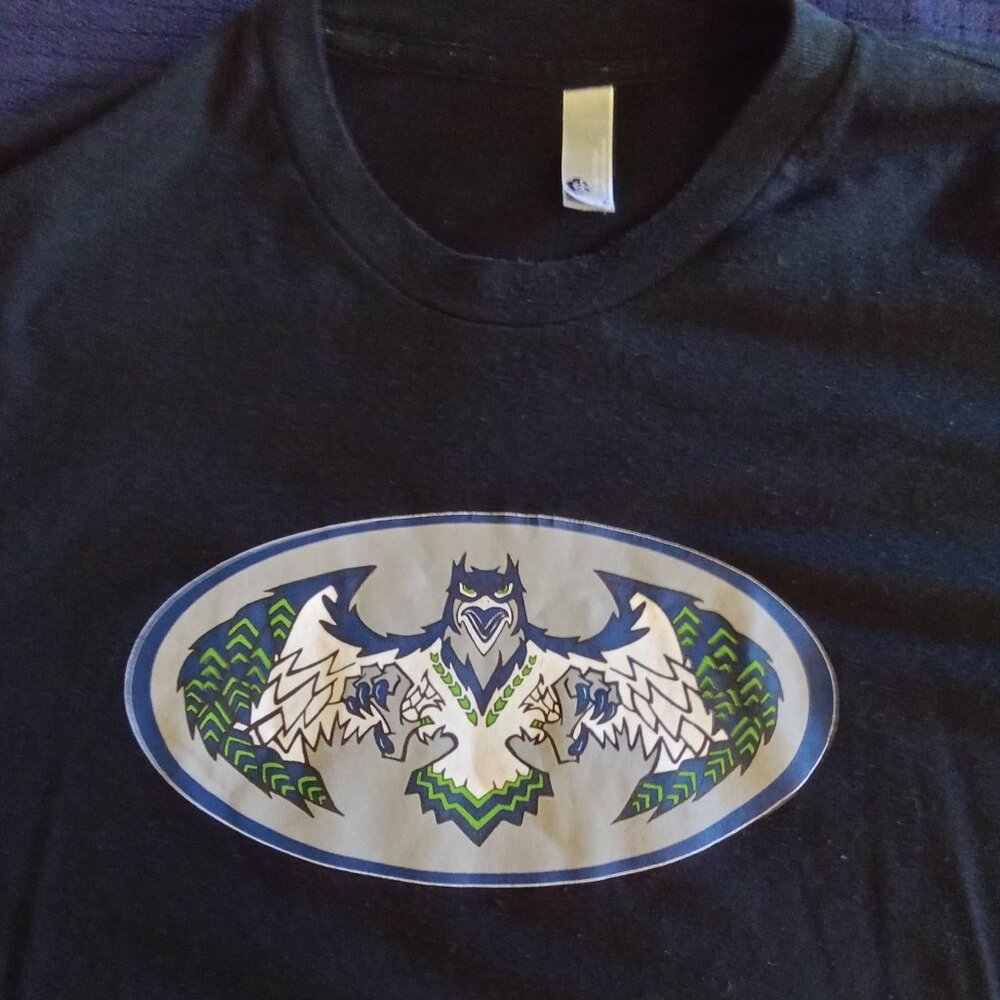 The Dark Knight of the Skies - Batman Seahawk Fusion T-Shirt - American Apparel